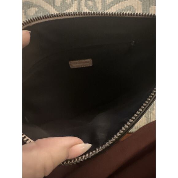 Mark Fran Faux Leather Clutch Bag Pink Iridescent Chevron Zip Tassel Bag Purse - Picture 15 of 16